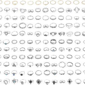 132PCS Bohemian Knuckle Finger Ring Set Silver Gold Vintage Jewelry